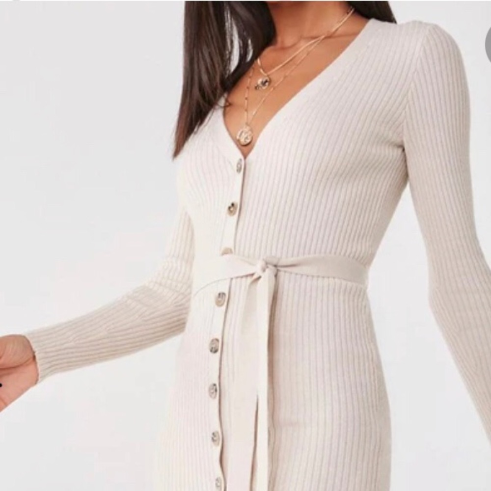 Forever21 midi cream sweater dress